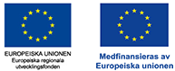 EU-flagga. Projekt delfinansierat av Europeiska utveckliningsfonden