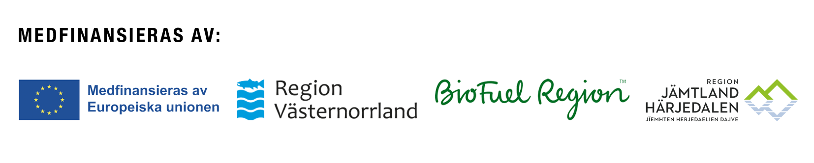 Loggor för evenemangets finansiärer: Europeiska unionen, Region Västernorrland, BioFuel Region, Region Jämtland Härjedalen och Bio Gen Gas.