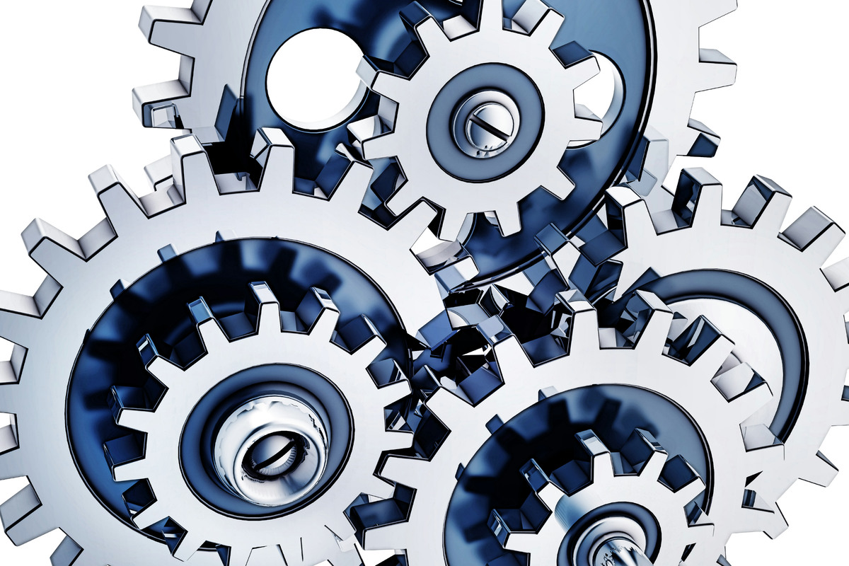 3D-illusstration av kugghjul.