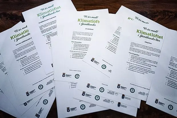 A4-ark som visar hur Klimatlöftet som signeras ser ut. 