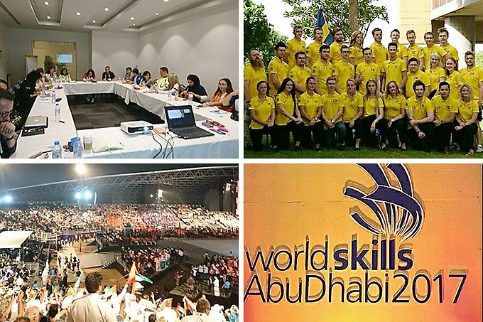 kollage med bilder från yrkes-VM i Abu Dhabi 2017